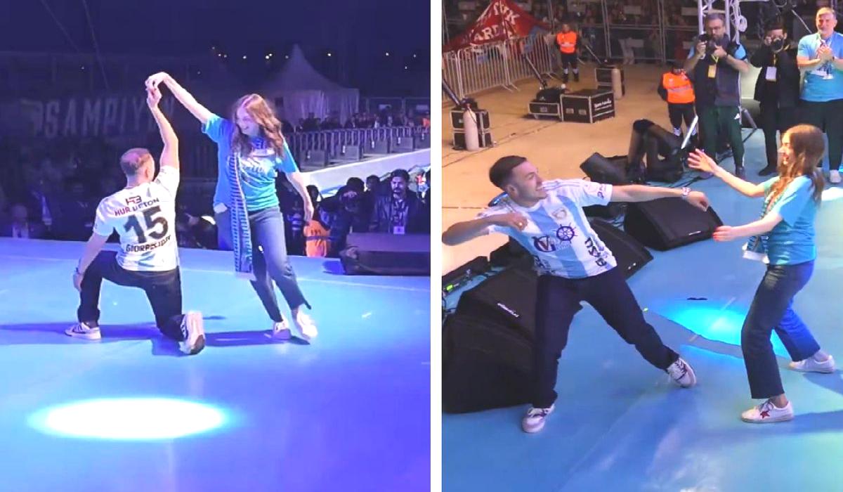 Erzurumsporlu Giorbelidze, eşiyle yaptığı dansla kutlamalara damga vurdu