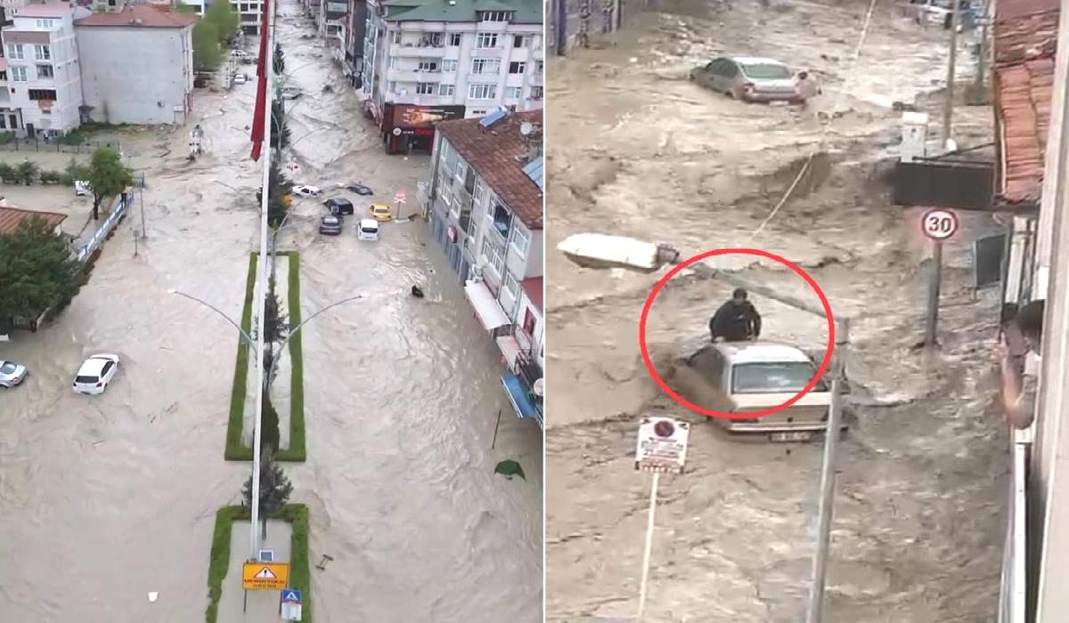 Samsun’da 10 dakikalık yağış sele yol açtı! Araçlar sürüklendi, evleri su bastı